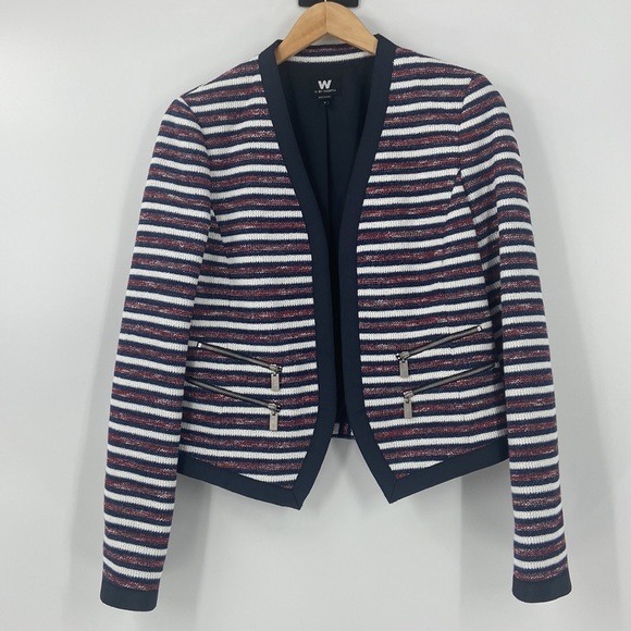 Worth Blazer jacket stripped zipper detail pockets - Picture 1 of 14